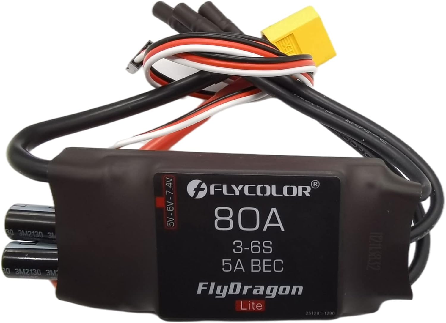 Flycolor 80A 3-6S ESC with 5A BEC (5v/6v/7.4v) – Electric Speed Controller with XT60 Connector & 3.5mm Bullet Plugs for RC Drones and Airplane Brushless Motors